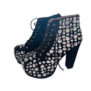 Jeffrey Campbell Urban Outfitters Womens Boot Size 9 Black Royal Lita Jeweled